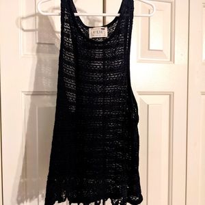 Black mesh knit tank